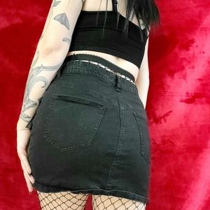 Black denim skirt
